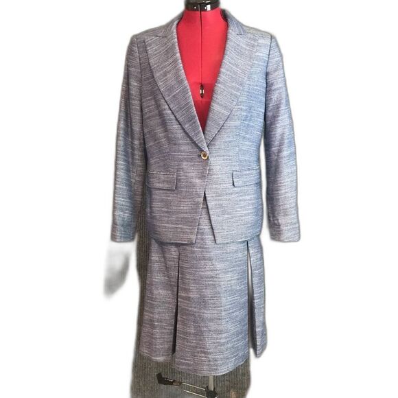 Tommy Hilfiger Skirt Suit Women Size 10 Blue Tweed 2-Piece Set Blazer & Skirt - Picture 10 of 10